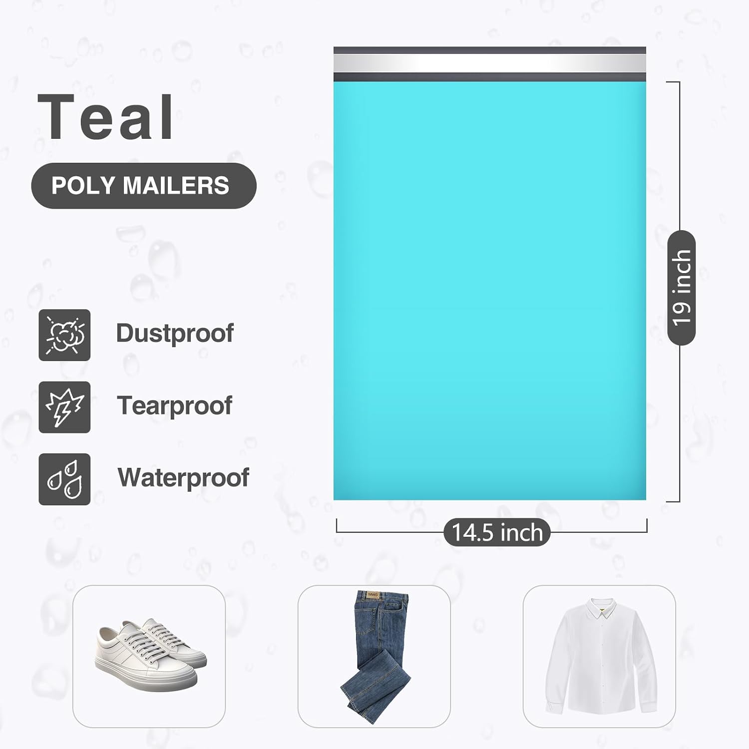 14.5x19 Poly Mailers Teal Shipping Bags Self-Sealing Waterproof and Tear-Proof Poly Bags for Shipping Poly Mailers