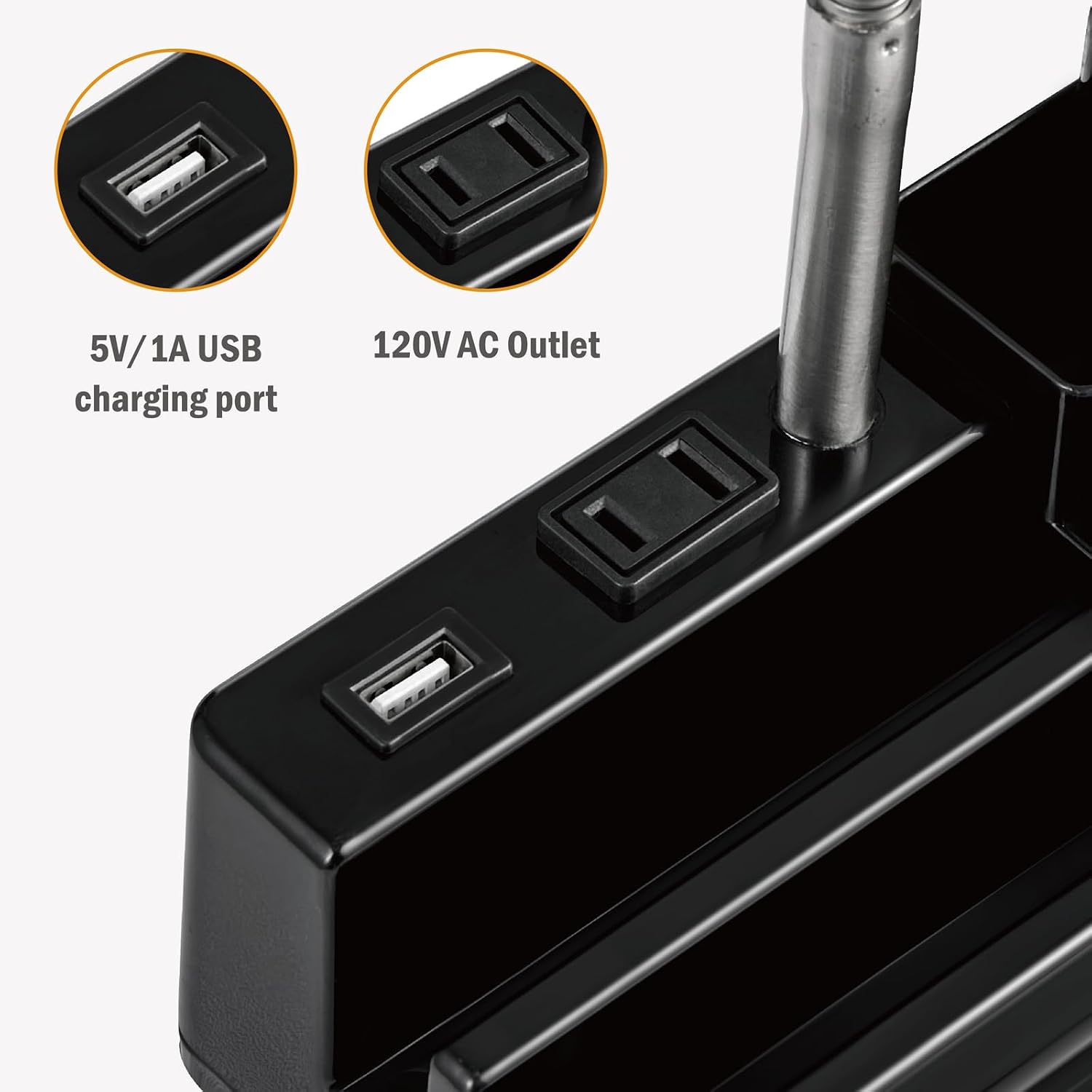 Small Desk Lamps for Home Office, Table Lamp with USB Port and Outlet, Desktop Lamp with Pen Holder, Flexible Neck