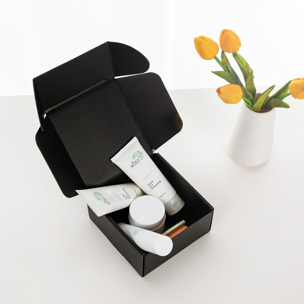 6x6x3 Black Shipping Boxes for Small Business, Packing, 25 Pack