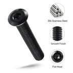 3/8-16 x 1 Bolt, 20PCS Flat Head Hex Socket Cap Screws Bolts, 304 Stainless Steel 18-8, Fully Threaded, Black Zinc Finish, with Hex Spanner