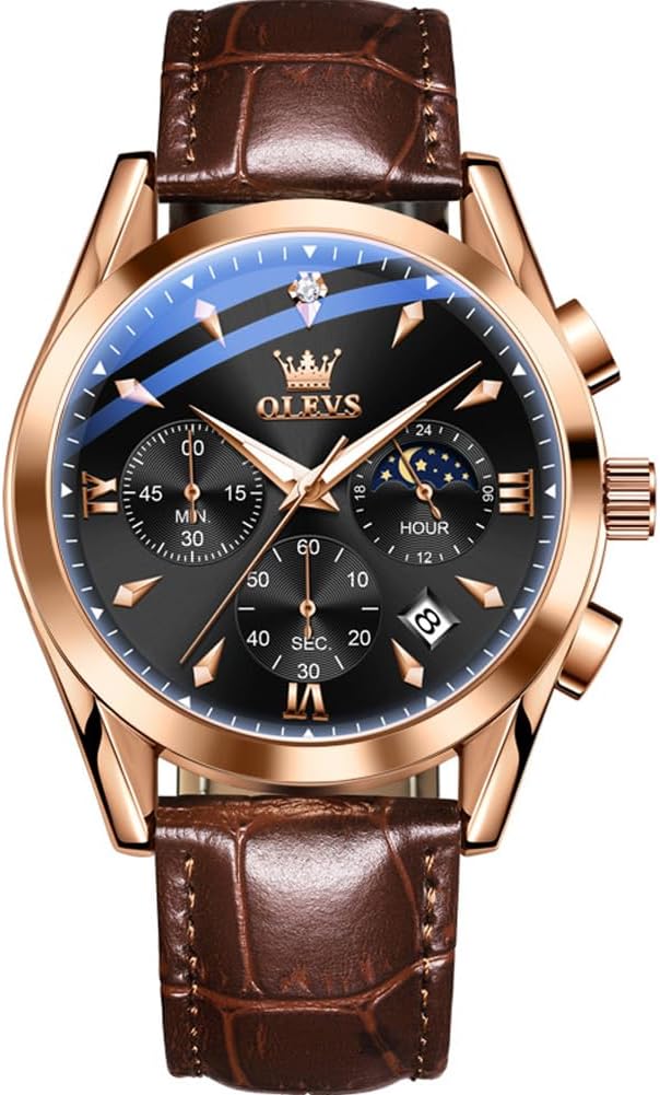 Men's Watches Leather Strap Analog Quartz Watch, Fashion Big Dial Date Waterproof Watch, Dress Luxury Luminous Men