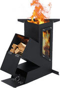 Rocket Stove with Glass Window, Portable Wood Burning Stove for Outdoor Cooking, Heavy Duty Camping Grill, Backyard