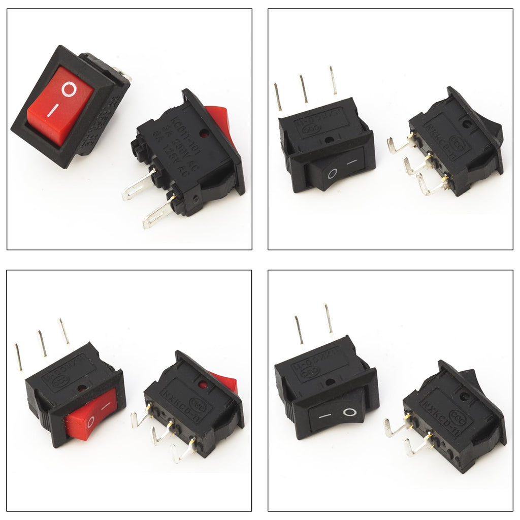 Rocker Switch PCB Switch Assortment Kit,KCD11 Mini Rocker Switch 2Pin 3Pin ON/Off Switch Panel Mount Latching Rocker Switch for Electronic Applications (KI-RK-KCD11)