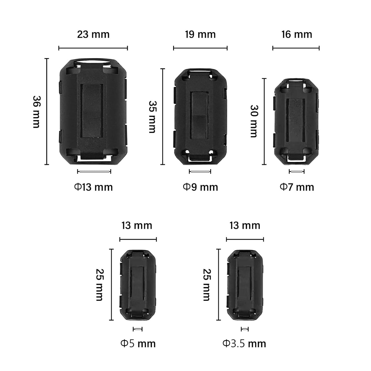 Clip-on Ferrite Choke Core 20 Pcs - Ferrite Bead RFI EMI Noise Suppressor