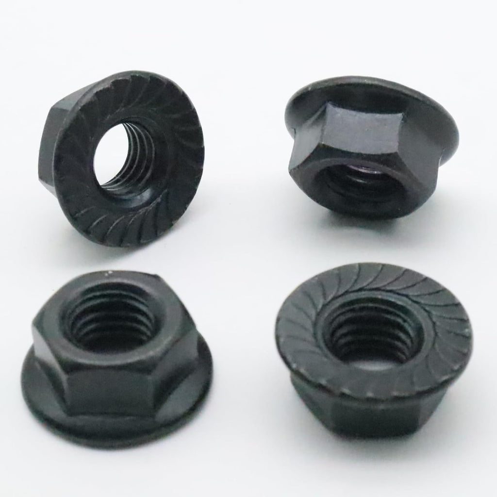 20Pcs M8 x 1.25mm Flange Nut, Carbon Steel Thread Hardware Nuts Serrated Flange Lock Nuts Metric Hex Flange Nuts Bright Finish (Black)