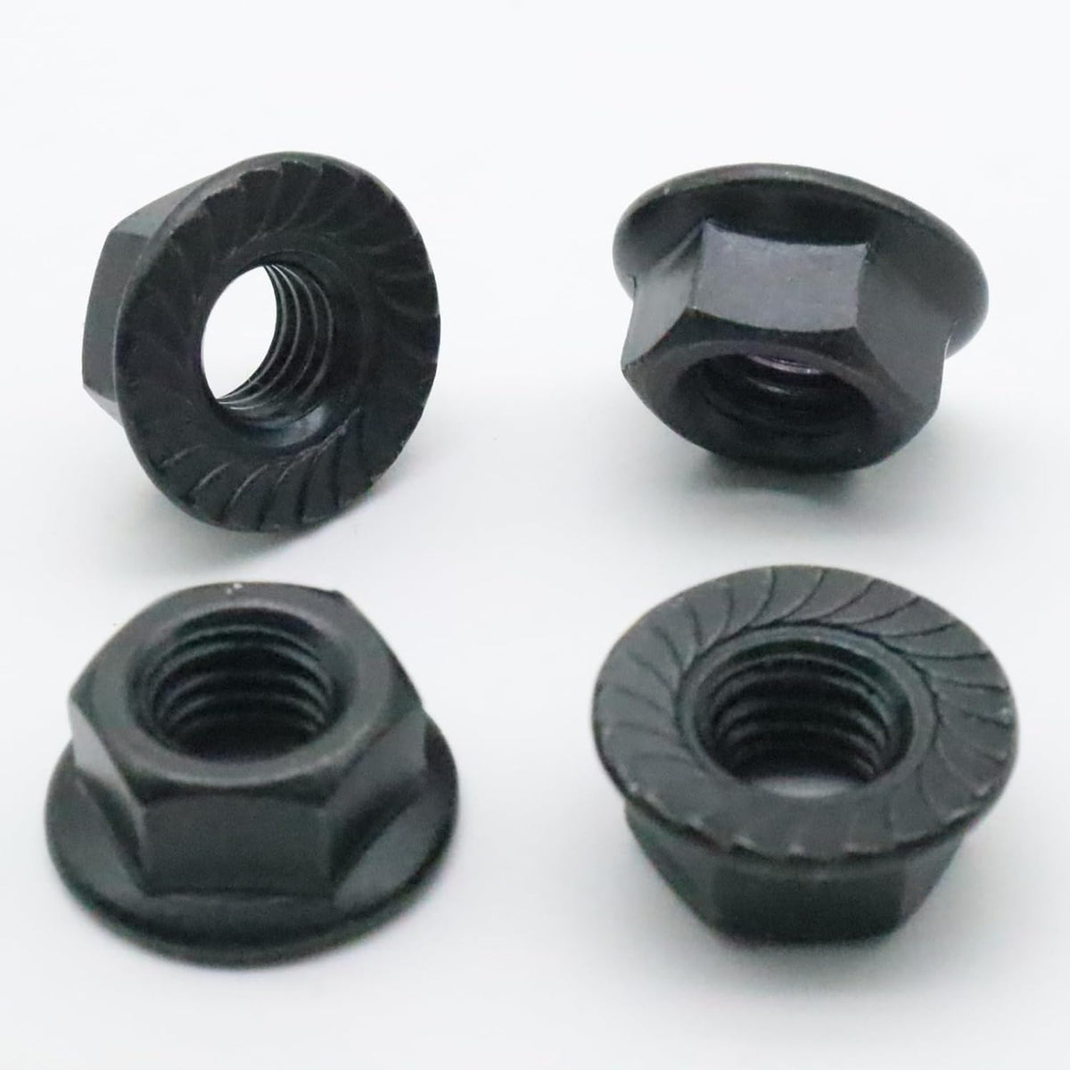 20Pcs M8 x 1.25mm Flange Nut, Carbon Steel Thread Hardware Nuts Serrated Flange Lock Nuts Metric Hex Flange Nuts Bright Finish (Black)