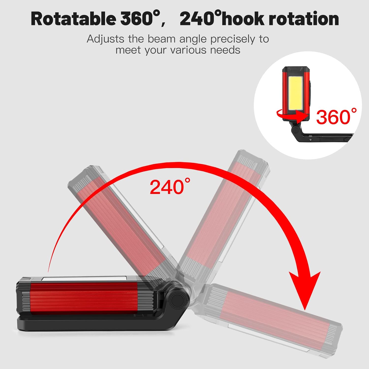 Rechargeable LED Magnetic Work Light 2 Pack, Portable Tool Gifts for Men, 7 Flashlight Modes with Kickstand and