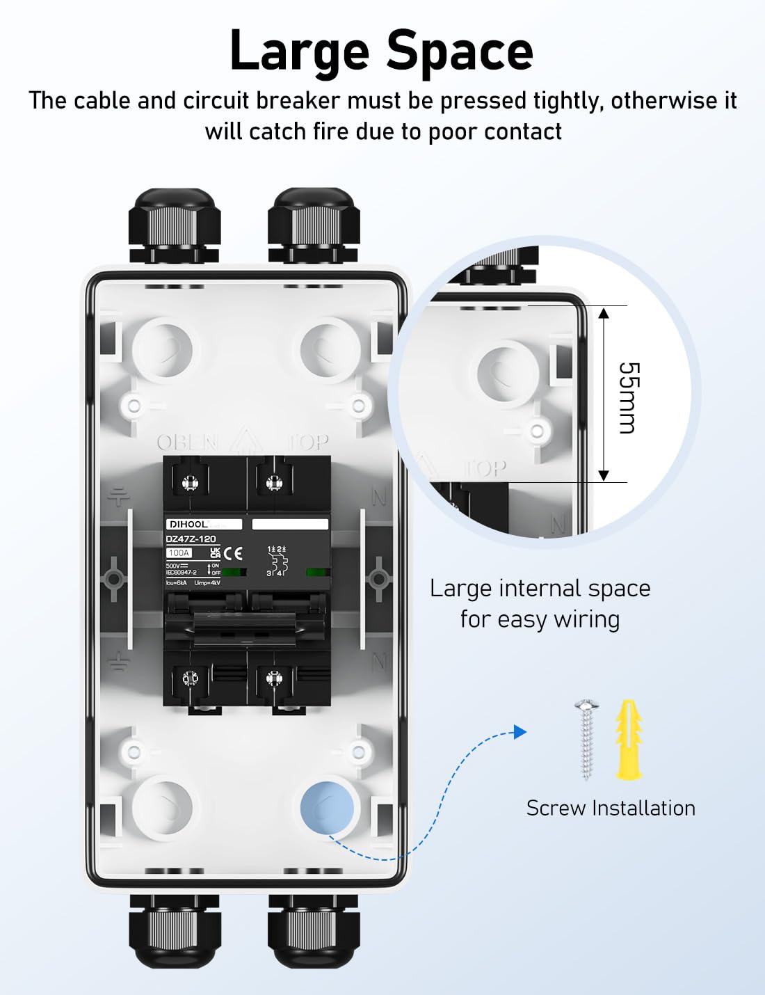 DIHOOL Solar DC Circuit Breaker Box 100 Amp Solar Panel Disconnect Switch