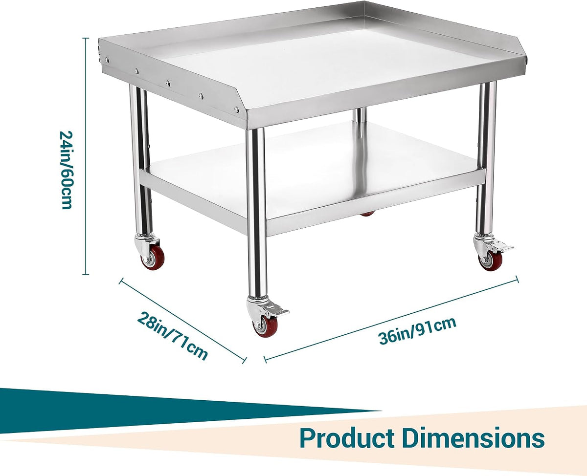 36 x 28'' Stainless Steel Commercial Work Table,1000lbs Capacity