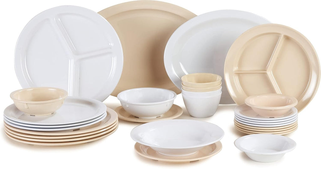 Kingline Oval Platter, Heavy Duty Melamine Dish for Serving, 12" x 9", 12 Count, Tan