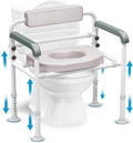 Extra-Wide 3-in-1 Adjustable Toilet Seat Riser with Premium Padded Seat & Support Rails – Ultra-Stable Elevated