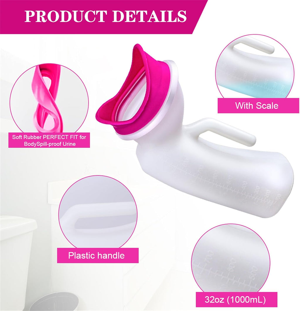 Urinals for Women and Men Portable Unisex Urinal Bottle 1000ml Female Urination Device Pee Bottles for Emergency
