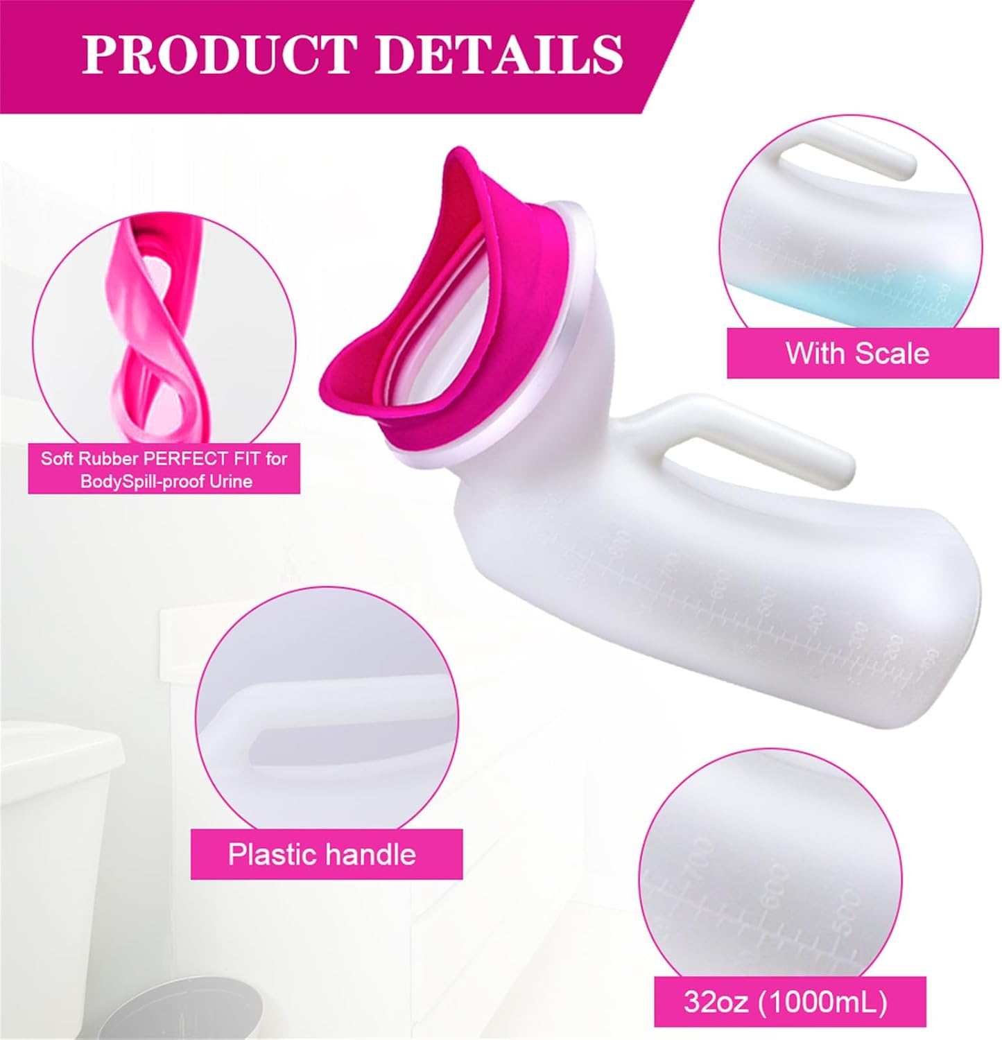 Urinals for Women and Men Portable Unisex Urinal Bottle 1000ml Female Urination Device Pee Bottles for Emergency