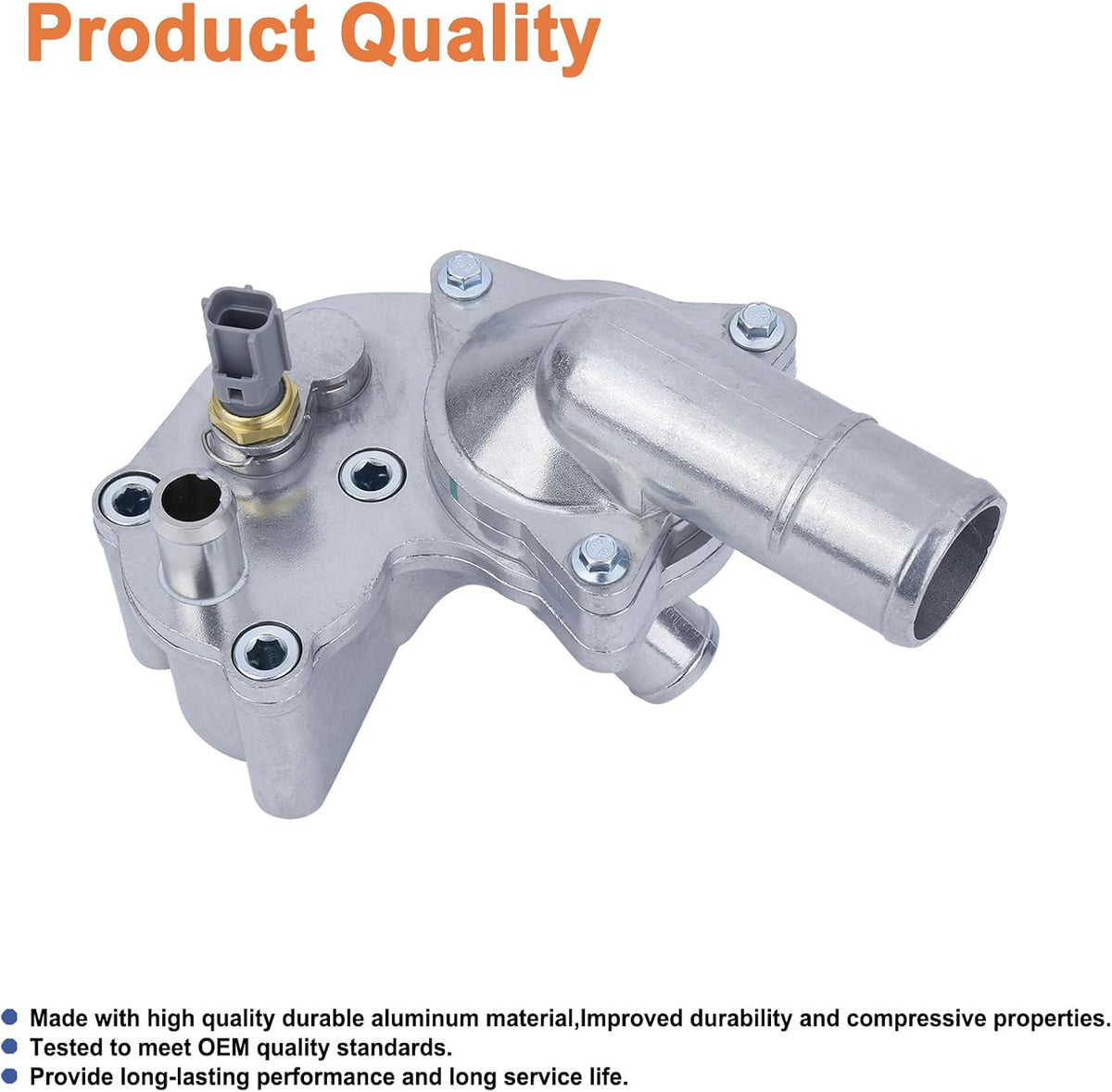 Upgrade Aluminum Thermostat Housing Assembly.(1PCS) Replaces Part # 5R3Z-8592-BA 5R3Z8592BA. Fit For 2005-2010 Ford Mustang 4.0L V6.