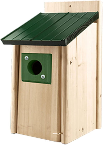 Outdoor Bluebird Weather Resistant Natural Cedar Nesting Bird House Box with Predator Guard, Easy Open Latch, and