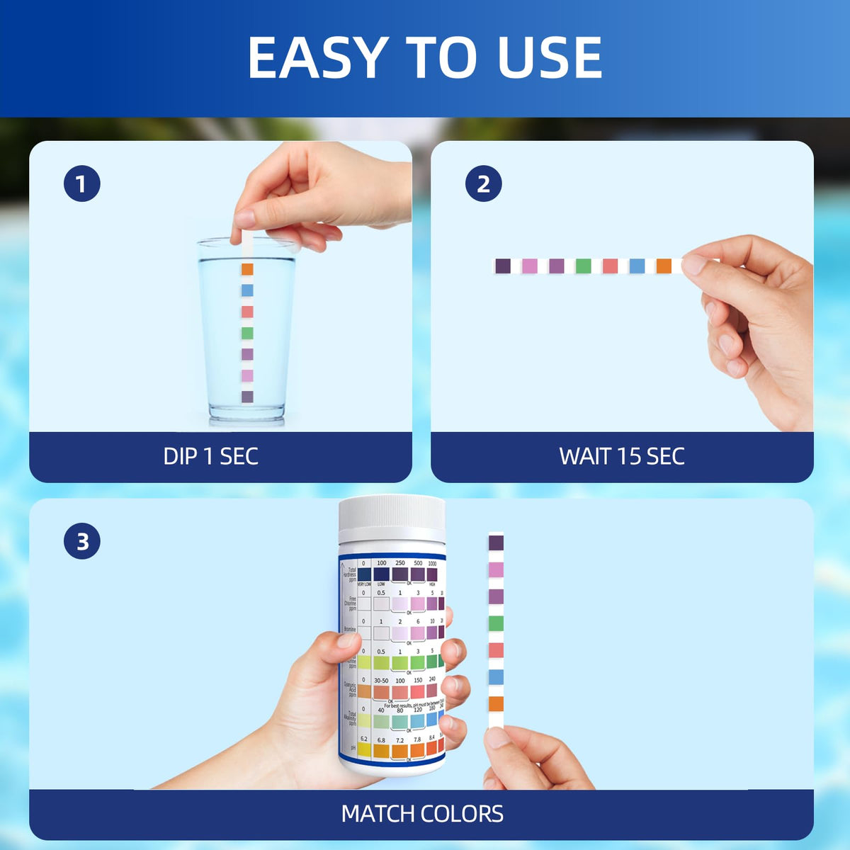 7 in 1 Accurate Pool Test Strips, 150-Count Hot Tub & Spa Test Strip