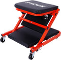 2 in 1 Z Creeper Seat, Folding Mechanic Creeper with 6 Swivel Casters, Rolling Garage Creeper and Stool, 300 LBS