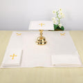 4 Pcs Altar Supplies Linen Corporal for Churches Set(Pall,Corporal,Purificator,Towel),White Linen Altar Cloth Gold