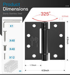 6 Pack Self Closing Door Hinges, 4.5" x 4.5" Spring Loaded Hinges