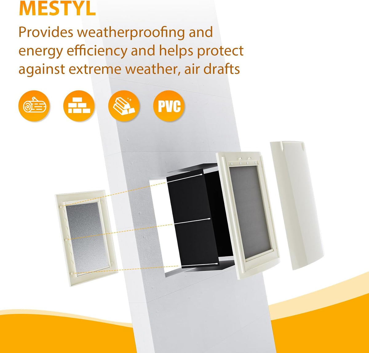 Dog Door for Wall, Pet Door, Doggie Door with Telescoping Tunnel, Double Magnetic Flaps and Sliding Lock Panels