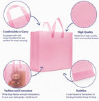 Pink Plastic Gift Bags, Frosted, 16x6x12, 50 Pack