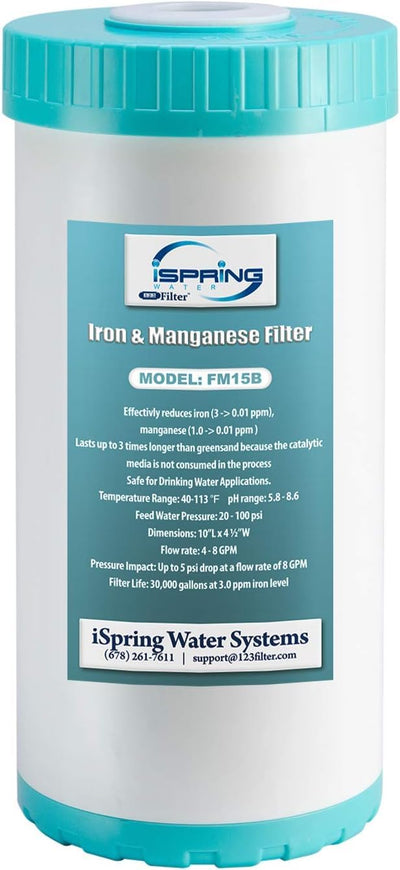 FM15B Iron and Manganese Reducing Replacement Water Filter Cartridge for Whole House Water Filtration System iSpring