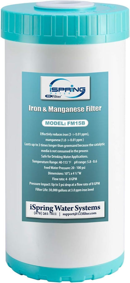 FM15B Iron and Manganese Reducing Replacement Water Filter Cartridge for Whole House Water Filtration System iSpring