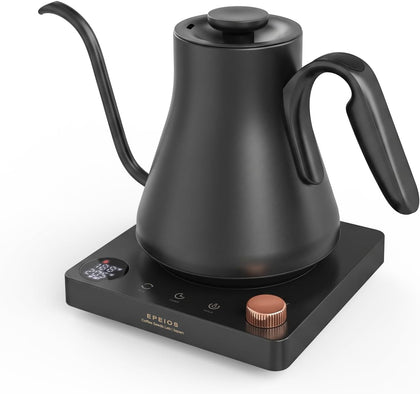 Gooseneck Electric Kettle 1°F Temperature Control,1200W,0.9L,Black | Rapid Heating, for Pour Over Coffee & Tea,Hot