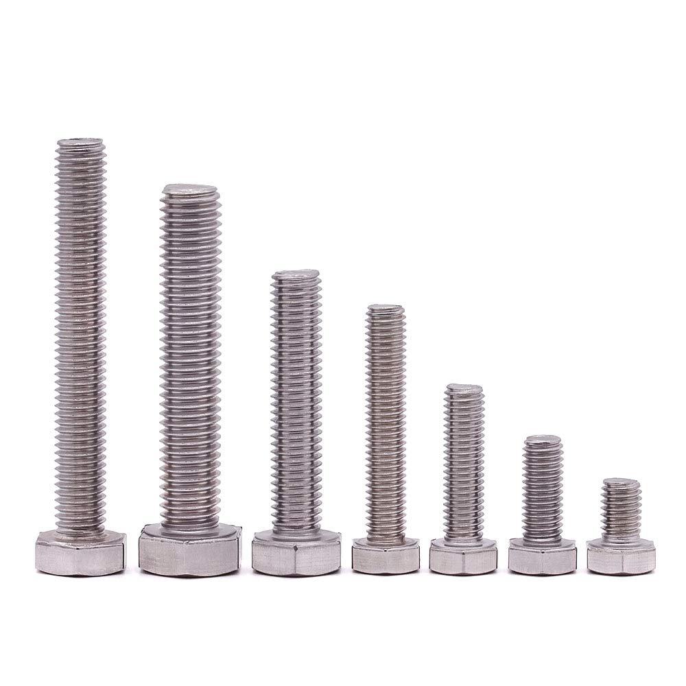 1/2-13 x 4-1/2" Hex Head Bolts Screws, 304 Stainless Steel 18-8, Fully Threaded, Hexagon Head Cap Bolts Screws, Coarse Thread UNC, 5 PCS
