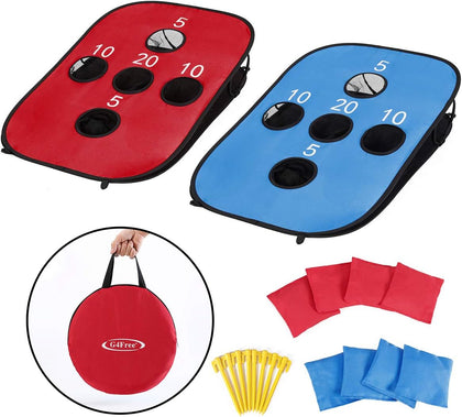 Portable Collapsible 5 Holes Cornhole Game Set with 8 Bean Bags Carrying Case Toss Game Size 3ft x 2ft for Camping