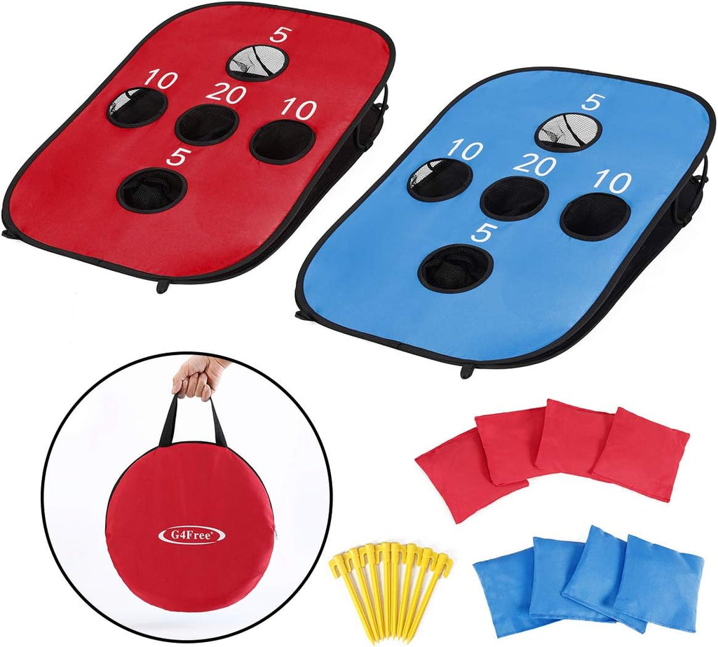 Portable Collapsible 5 Holes Cornhole Game Set Beach Games Adults | Cornhole Board Set with 8 Bean Bags, Carrying
