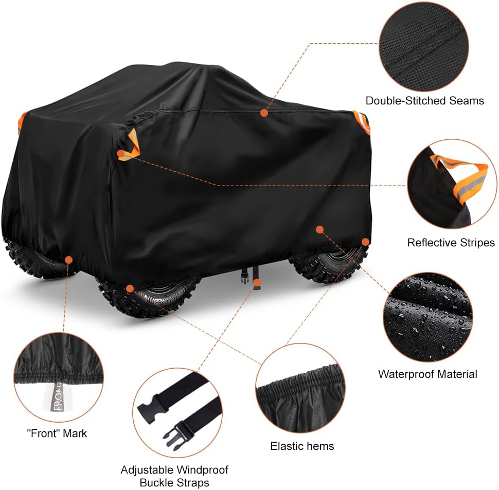 ATV Cover 420D Waterproof Outdoor Heavy Duty 4 Wheeler Cover for Polaris XL | ATV Covers Waterproof Outdoor Heavy