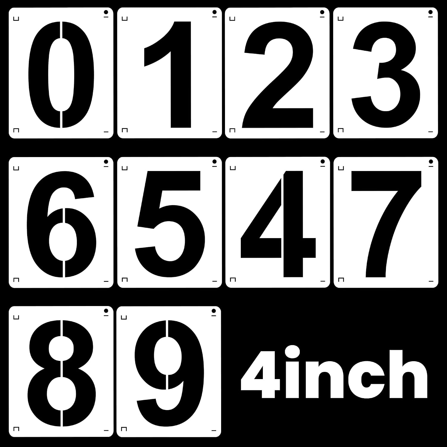 4Inch Number Stencils,10Pcs Plastic Stencils Reusable Curb Stencil Kit | Washable 0-9 Large Number Stencil for