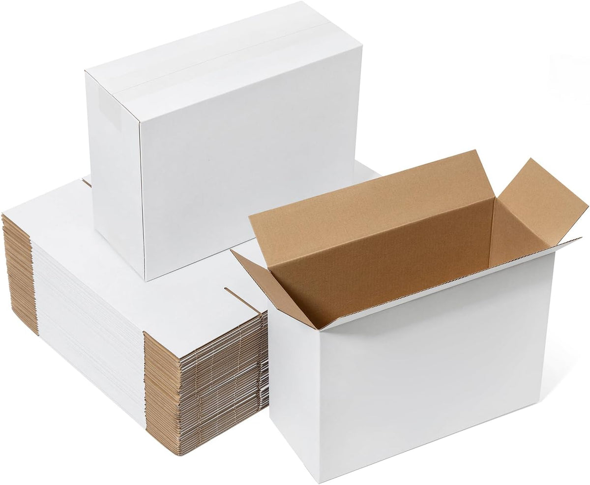 12x5x9" Shipping Boxes 50 Pack Corrugated Cardboard Box White