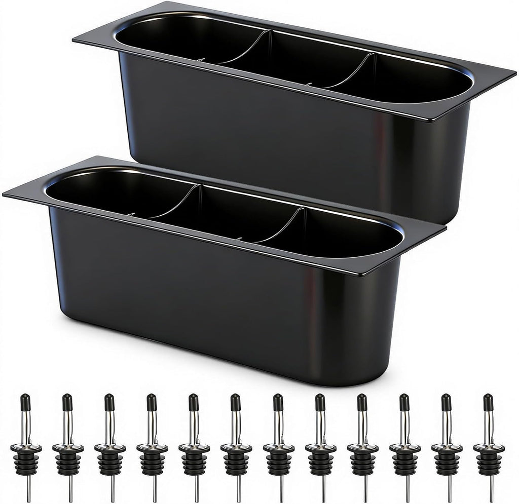 2 Pcs Plastic Bottle Holder for Ice Bins with 12 Bottle Pourers