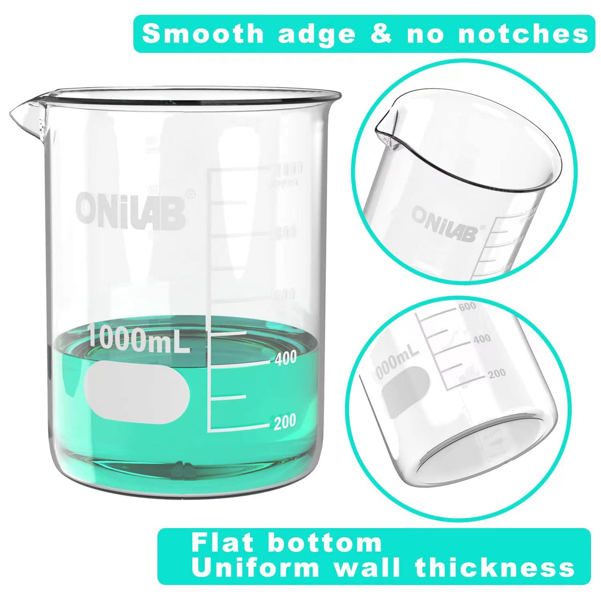 250mL Glass Beaker, 6 Pcs, Borosilicate Glass