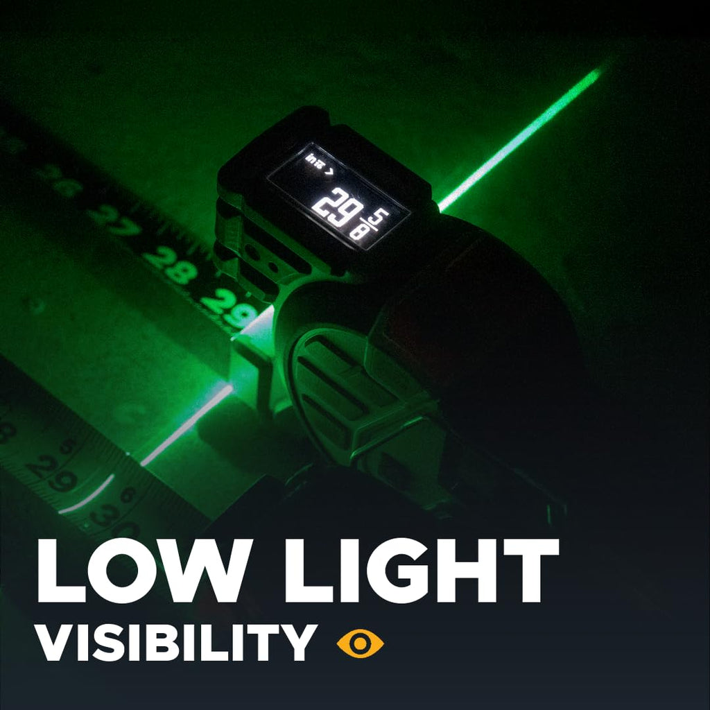 T1 Tomahawk Digital Tape Measure 25 Ft – Professional Measuring Tool with Green Laser, E-Paper Display, 1,000+