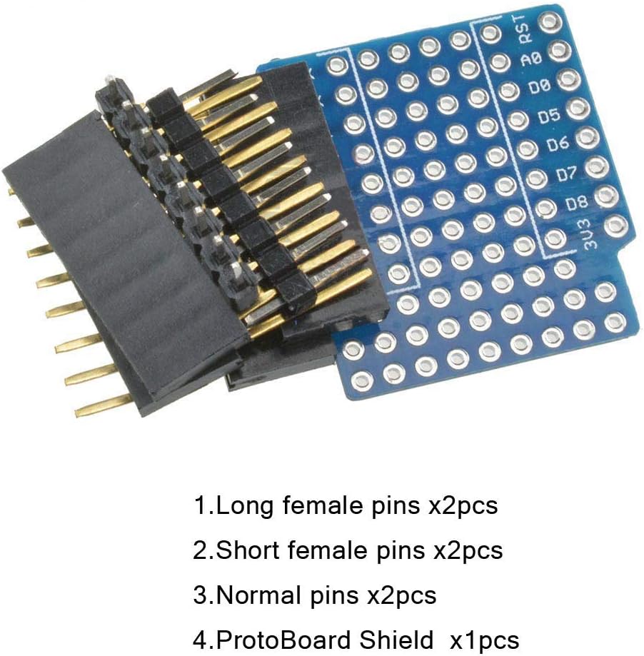 Ximimark 5Sets WeMos D1 Mini Prototype Board XD-08 ProtoBoard Shield Double Sided Perf Board for Arduino