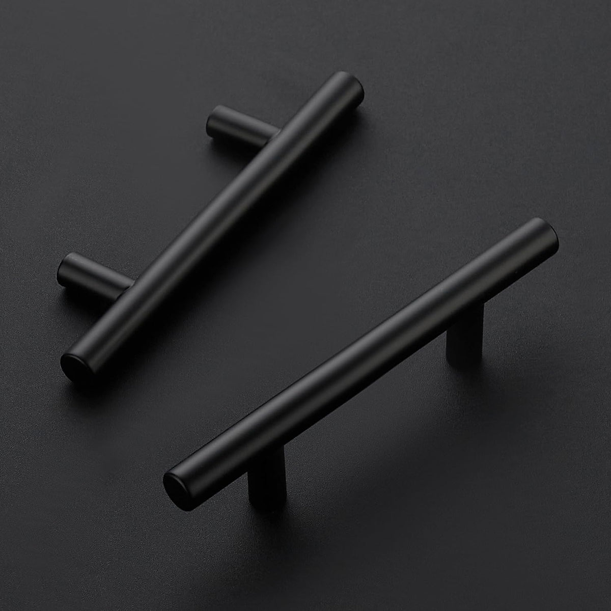 Matte Black Cabinet Handles,Round T Pulls,2-1/2 Inch,20 Pack