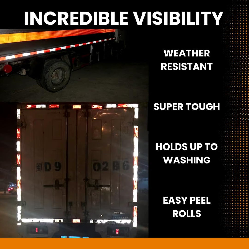 NOVA DOT Reflective Tape 2 Inch x 150 Feet Strong Red White for Trailers