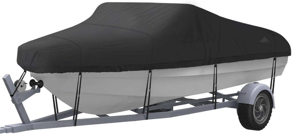 Trailerable Boat Cover, Length: 14’-16’ Beam Width: up to 90”, Waterproof Heavy Duty Cover, Fits V-Hull, TRI-Hull