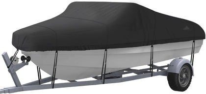 Trailerable Boat Cover, Length: 14’-16’ Beam Width: up to 90”, Waterproof Heavy Duty Cover, Fits V-Hull, TRI-Hull
