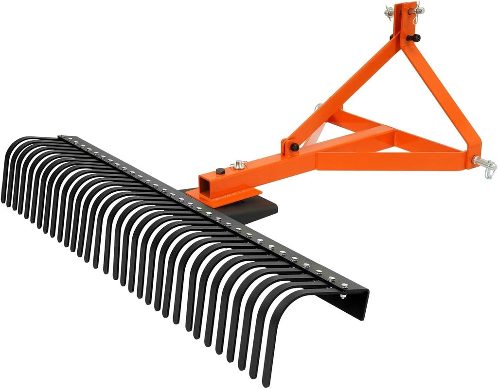 60'' 3 Point Landscape Rock Rake for Category 1 Tractor Attachment Gravel Lawn