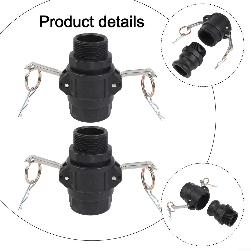 2Sets Polypropylene Cam Lock Fittings for Type D & F 1-2in 2Sets(1.5 inch)