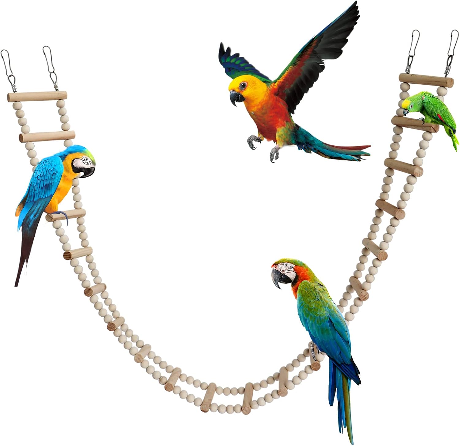 Bird Ladder Bridge, Wooden Pet Hamster Climbing & Swing Toys, Cage Accessories for Birds Rats Parrots Hamster