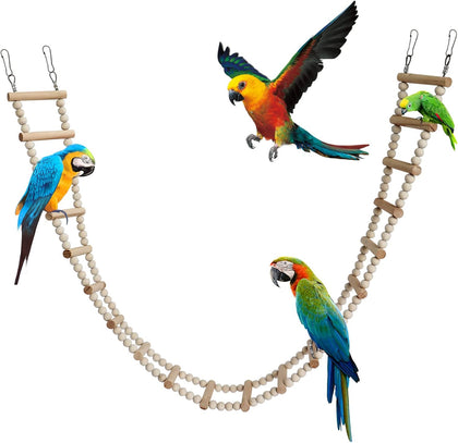 Bird Ladder Bridge, Wooden Pet Hamster Climbing & Swing Toys, Cage Accessories for Birds Rats Parrots Hamster
