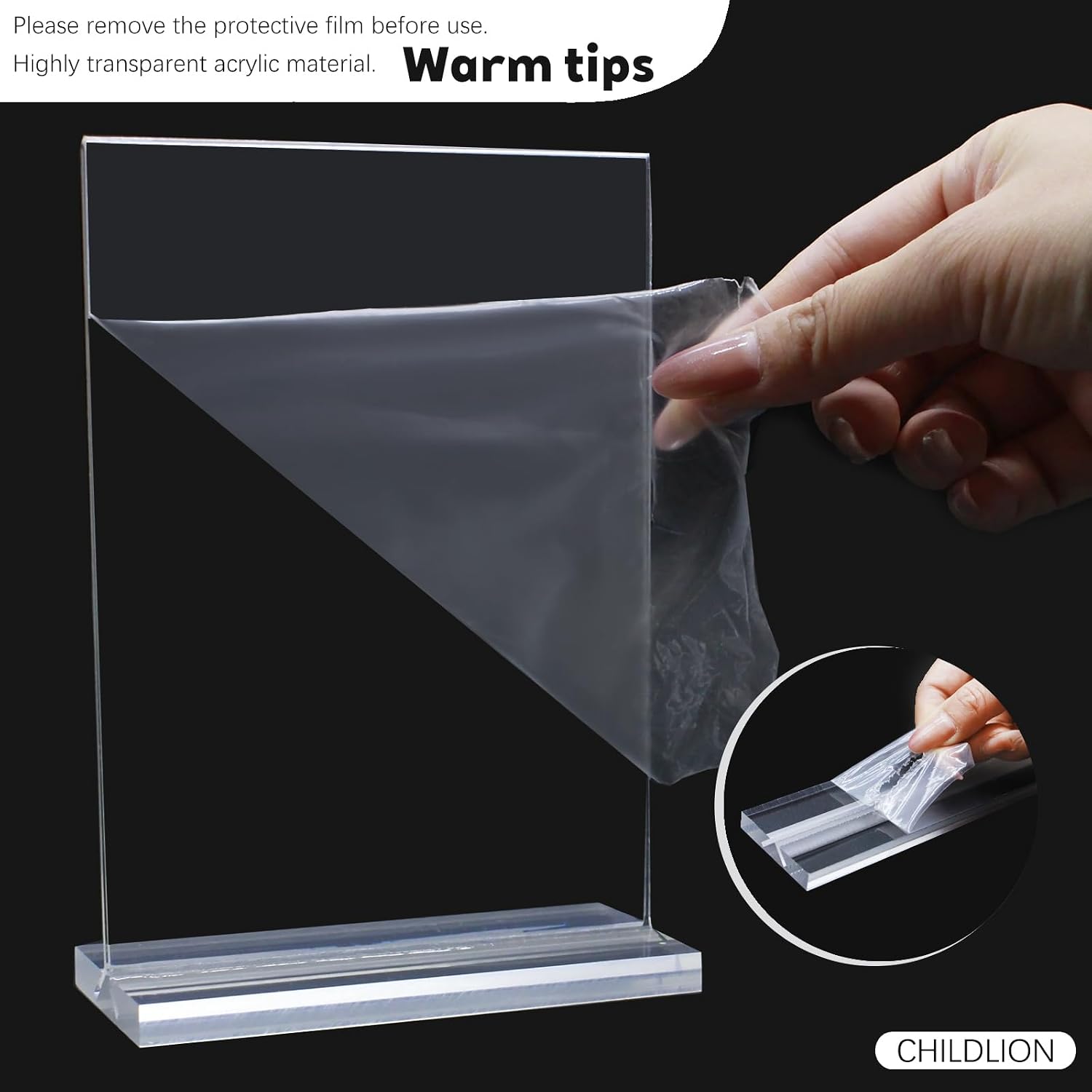 3 Pack Acrylic Sign Holder 8.5x11 Inches, Double Sided Clear Display Stand Table Top Paper Holder, Vertical Menu