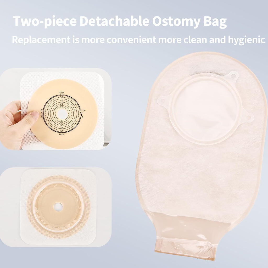 Colostomy Bags 21 Pcs 2-Piece Drainable Pouch Cut to Fit 20-57mm