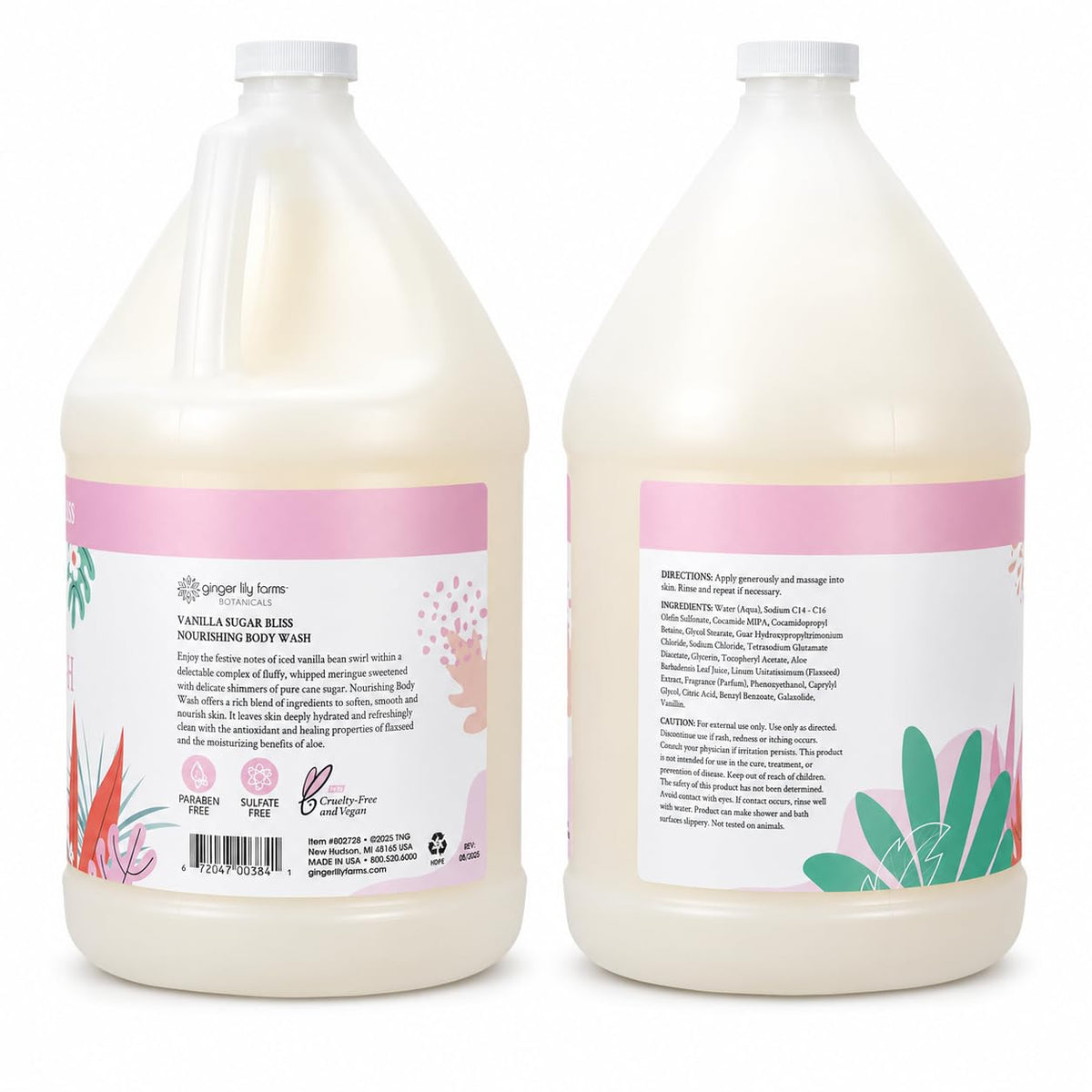 Botanicals Body Wash, 128oz, Vanilla Sugar Bliss