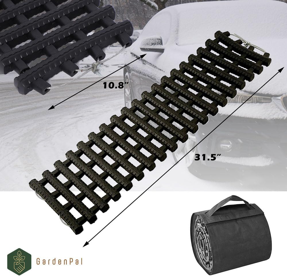 80CM 2PCS Tire Traction Mat, Portable Emergency Devices for Snow, Heavy-Duty Rubberized Emergency Car Recovery Snow